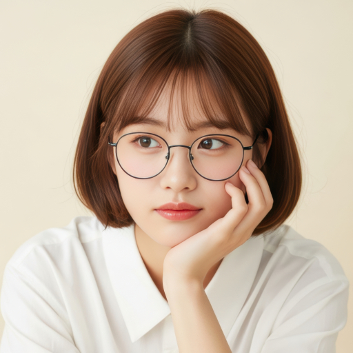 앞머리 있는 젊은 여성