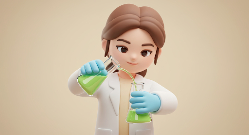 과학자 액체 섞기
