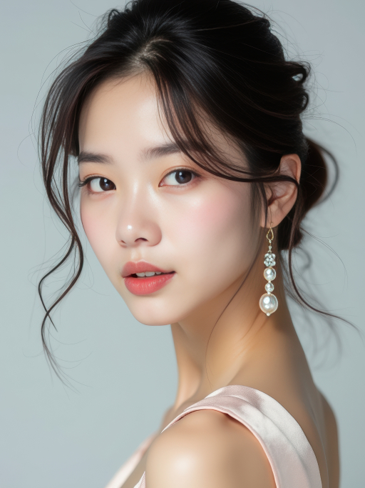 긴 짙은 검은 머리의 젊은 여성
