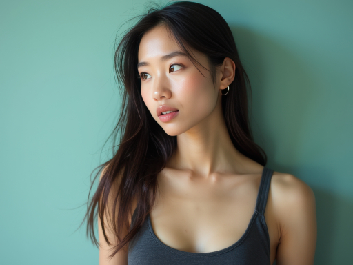 검은 탱크탑을 입은 여성