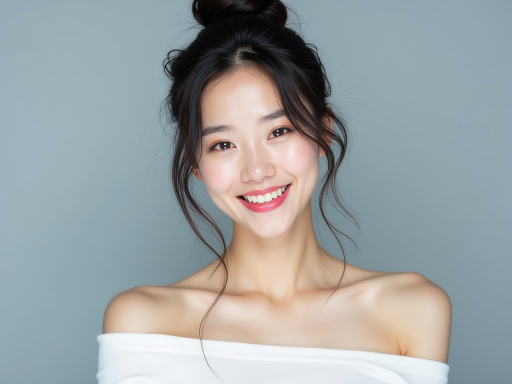 젊은 여자가 웃고 있는 모습