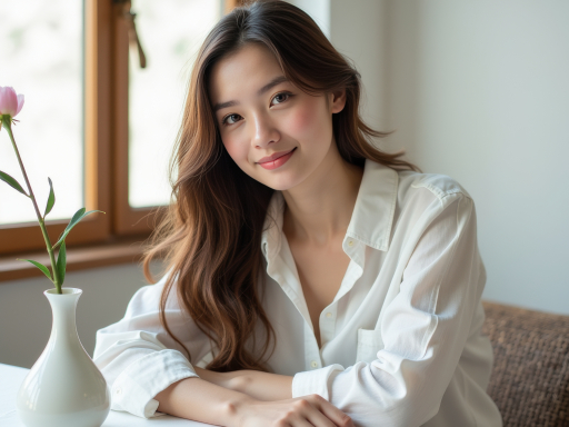 흰색 셔츠를 입은 여성